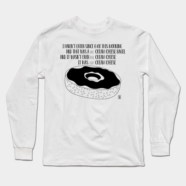 Cream cheese bagel Long Sleeve T-Shirt by Gabi Veiga